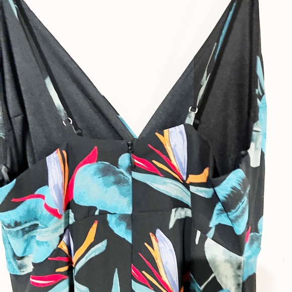 Lulus Birds of Paradise Black Floral Print Side Slit Maxi Dress size Small - Picture 8 of 12